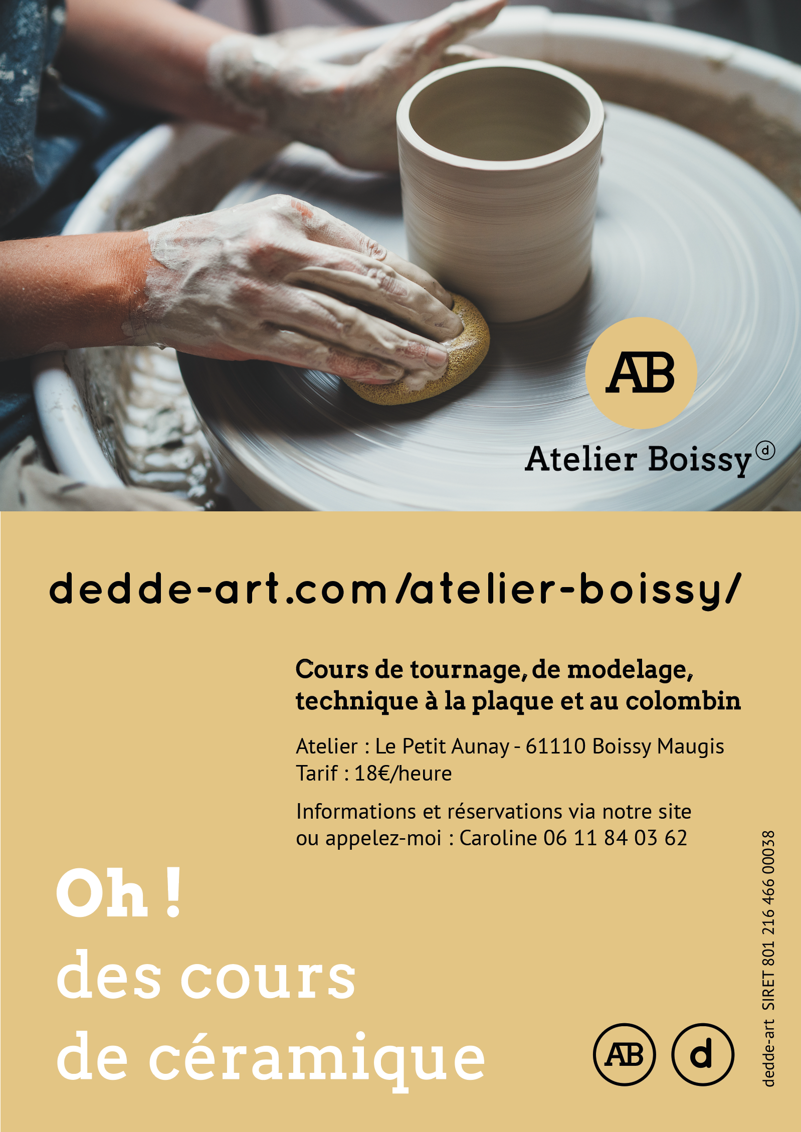 Cours de Céramique / tournage - Atelier Boissy - Le Perche